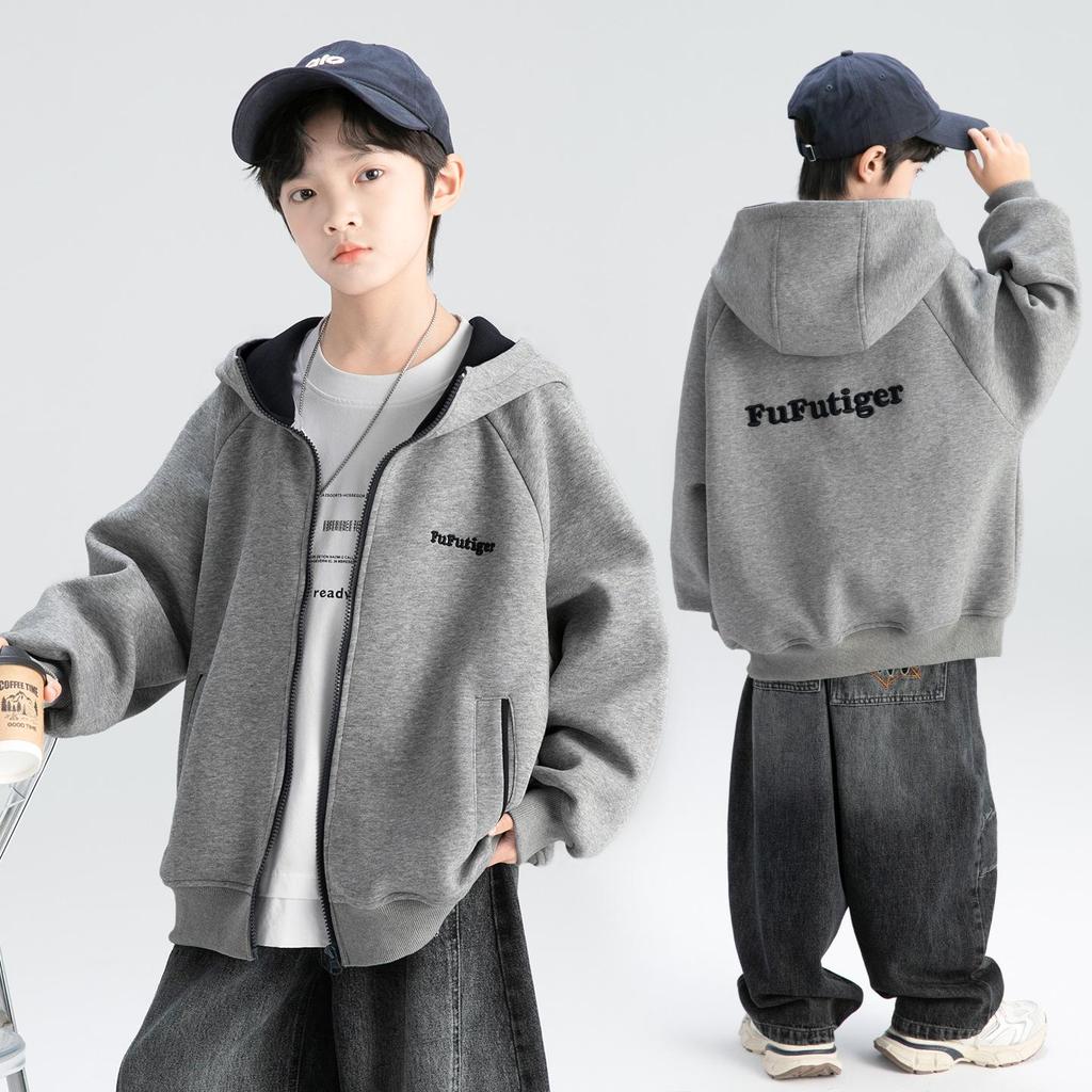 Boys' Hooded Sweatshirt Jacket - Trendy Autumn Wear for Kids