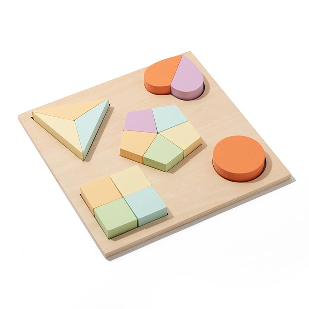 Kids Wooden Shape Puzzle Toy Geometric Shape Color Matching Cognition Board Gifts For Girls Boys