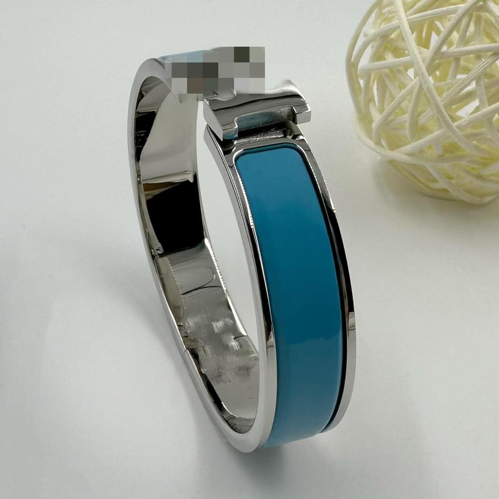 H Letter 12MM Enamel Titanium Steel Bracelet - European & American Fashion Bangle