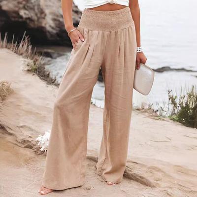 1 Pz Pantaloni Traspiranti a Vita Elastica Streetwear Vita Alta Primavera Estate Pantaloni Larghi Stile Casual Moda Donna