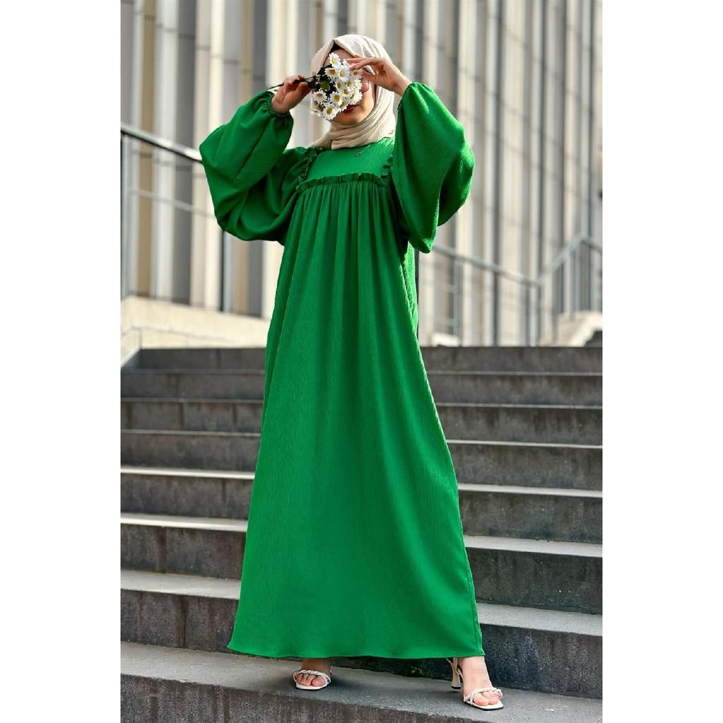 Ruffled Robe Wrap Dress-black