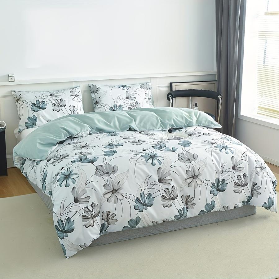 Elegant Floral Print Duvet Cover Set Flower Print Bedding Set Machine Washable Lightweight For Bedroom For Summer