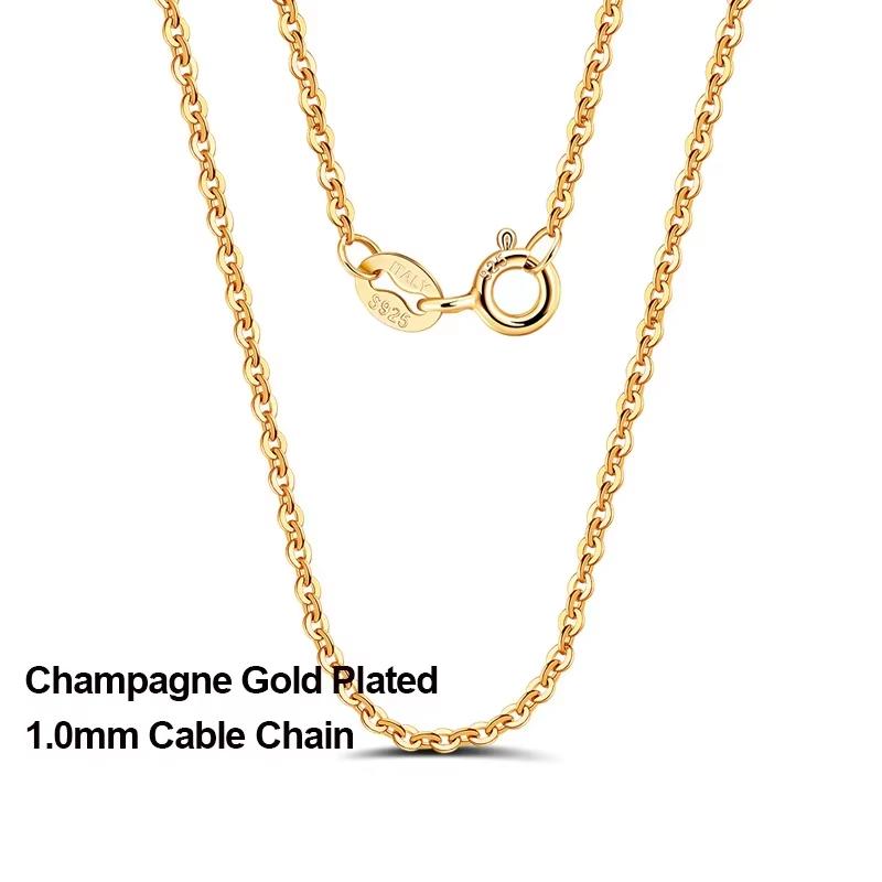 

Rinntin Gold 925 Silver Fashion Cable Link Chains Necklace for Women Thin Neck Chain Accessories Jewelry SC06 55cm шампанського