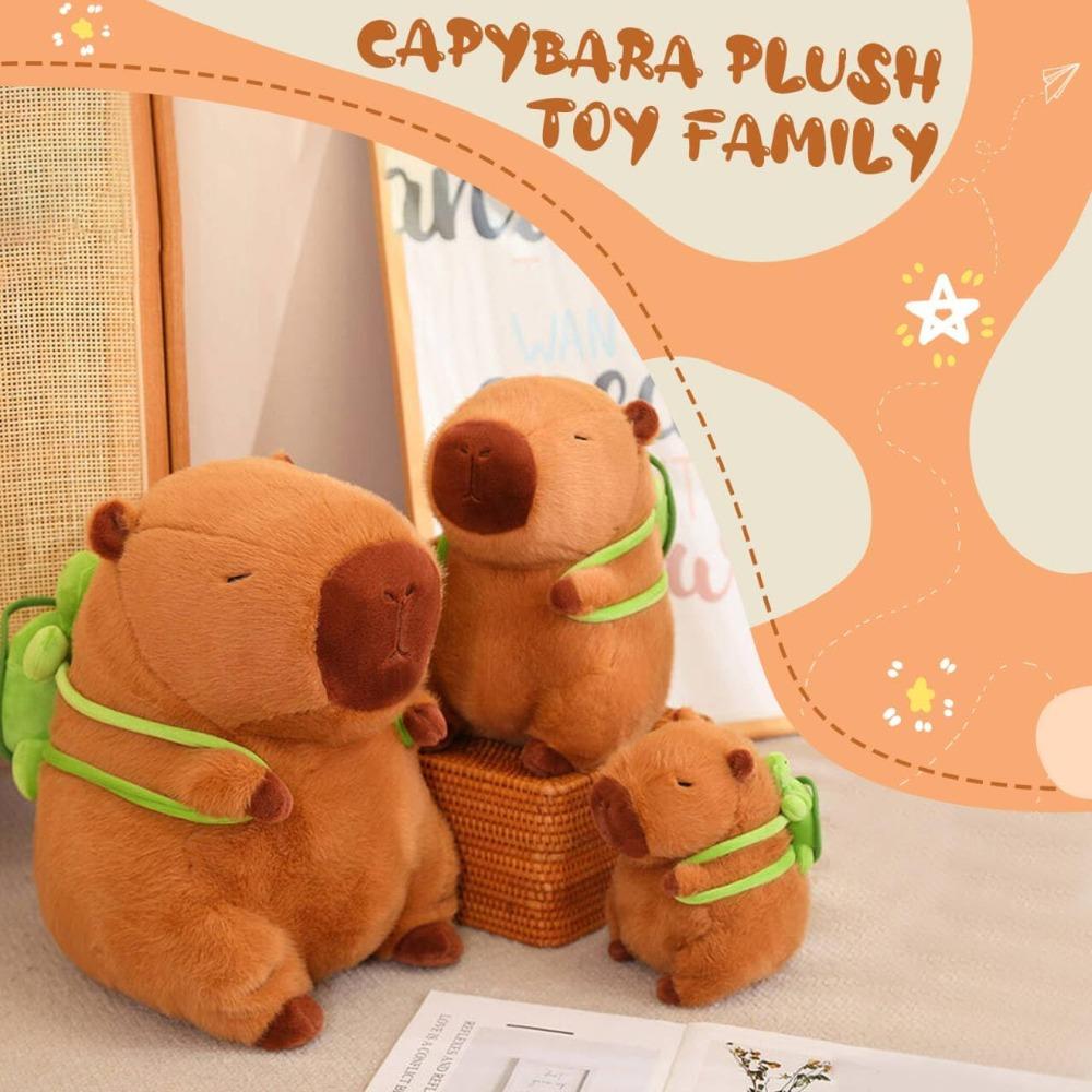 Capybara Plush Cute Capybara Stuffed Animals with Turtle Backpack Kawaii Capibara Plushie Toys for Kids Soft Hugging Pillow