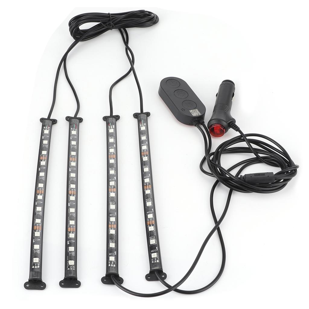 Interior Ambient Light Dynamic Decorative 4 RGB Lamp Strips Remote Control by Phone Bluetooth APP