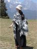 High-End Ink Painting Women's Autumn Winter Shawl Cloak - Warm Travel Cape Outerwear