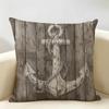 Gray-brown Sailing Anchor Shape Cushion Cover Natural Linen Organic Fabric Double-Sided Printing Breathable For Home Decor