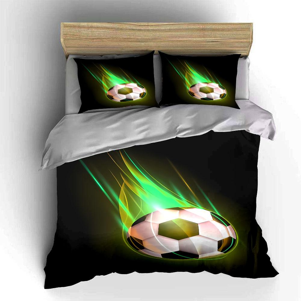 Soccer ball with flames. Bedding sets Duvet cover sets Duvet covers Pillowcases(1*Duvet Cover 2*Pillowcases without duvet insert)
