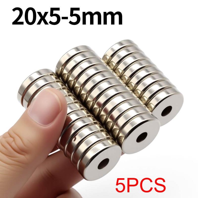 20X5-5Mm Super Strong Neodymium Magnet N35 Ndfeb Permanent Magnetic Imanes Round With Holes Powerful Magnets Refrigerator Magnet