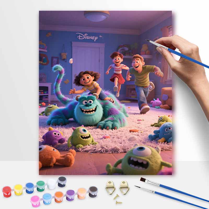 Disney oil painting digital painting art kit Monsters Inc characters handmade diy gifts home decorations 20x30cm