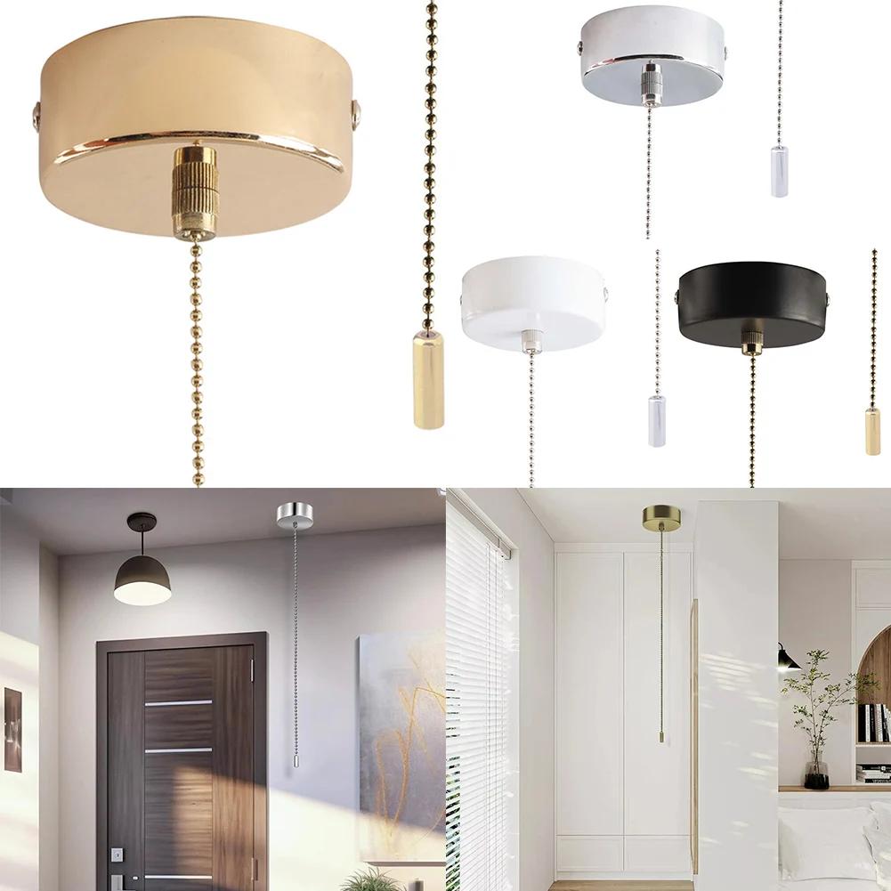 Pull Cord Light Switch for Bathroom Ceiling with 100cm Chain Modern Chrome Design for Enhanced Safety and Easy Control