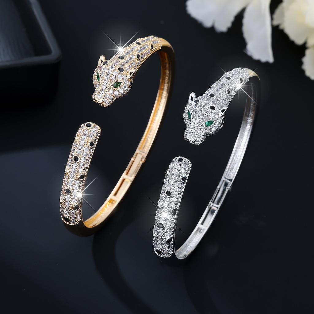 Bracciale Leopardato alla Moda Stile Europeo e Americano Bracciale Hip-hop Esagerato di Alta Gamma