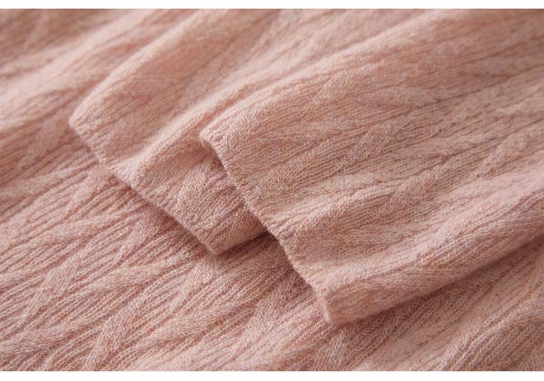 Women's 100% Pure Cashmere Floral Pattern Round Neck Loose Knit Pullover Sweater