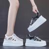 Fashion 9cm Hollow Full Cow Genuine Leather Women Summer Shoes Platform Sneakers Wedge Hidden Heel Women Summer Sandals Platform