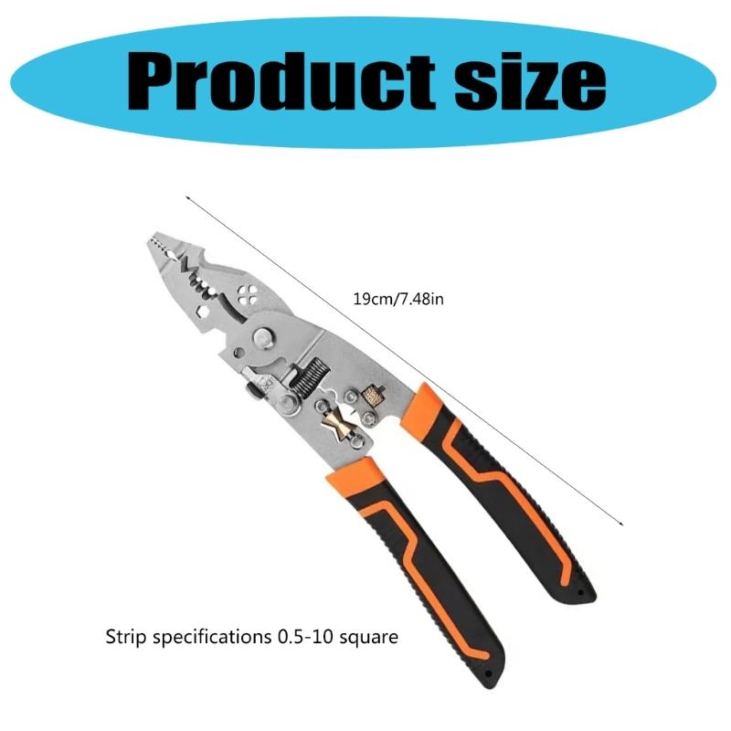10 In 1 Multifunctional Wire Stripper and Cutter Cable Crimping Tool for Electrical Work with Ergonomic Curved Handle