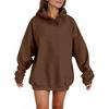 Women's Fashion Casual Solid Color Hooded Sweatshirt Long Sleeve Drawstring Pullover Sweatshirt