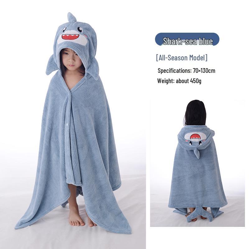 Asciugamano da Bagno con Cappuccio in Pile Corallo Disegnato Xiangfeng per Bambini - Assorbente, Mantella Indossabile per Neonati