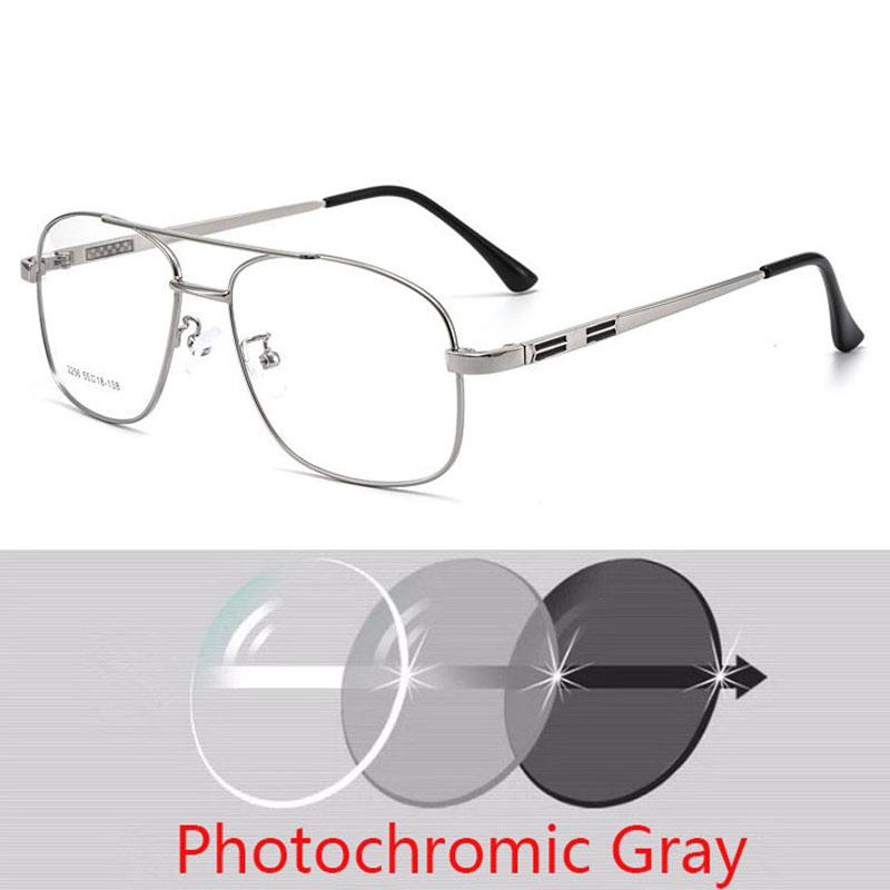 Legierungsbrille Herren groß Quadratisch Myopie Rezeptbrille Damen Metall Voll Optische Brille 2256 SPH 0 -0.5 -0.75 -1.0 BIS -6.0