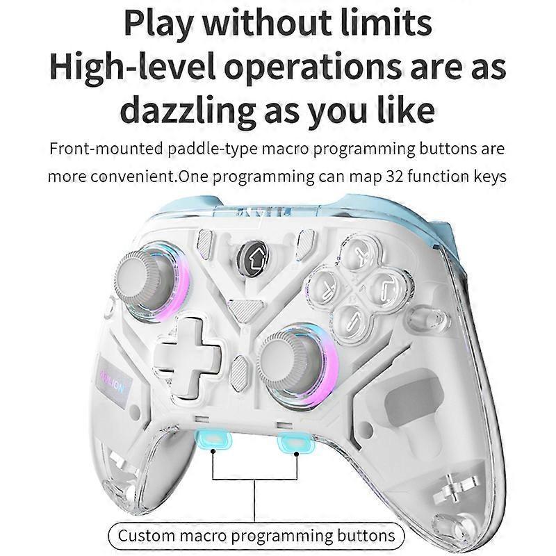 K10 Gaming Controller With Charging Dock RGB Wireless Gamepad Hall Effect Joystick Trigger For Nintend Switch/PC/Phone(White)