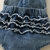 Baby Mädchen 2-teilige Sommeroutfits Fliegenärmel Buchstabenprint Denim Strampler mit Stirnband Set Säuglingskleidung