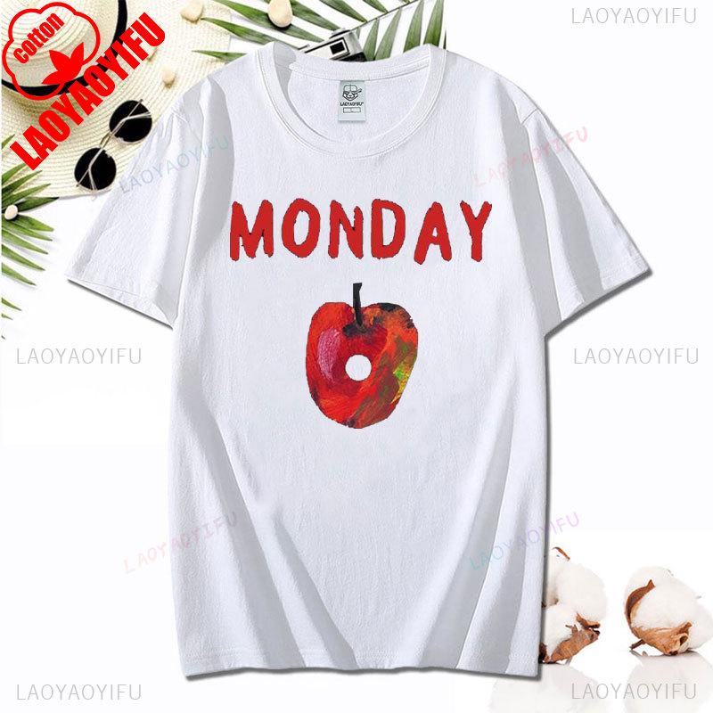 Tričko Unisex Hladová housenka Vtipné Tričko s potiskem pro milovníky knih Hladová housenka Ovoce Tričko Topy