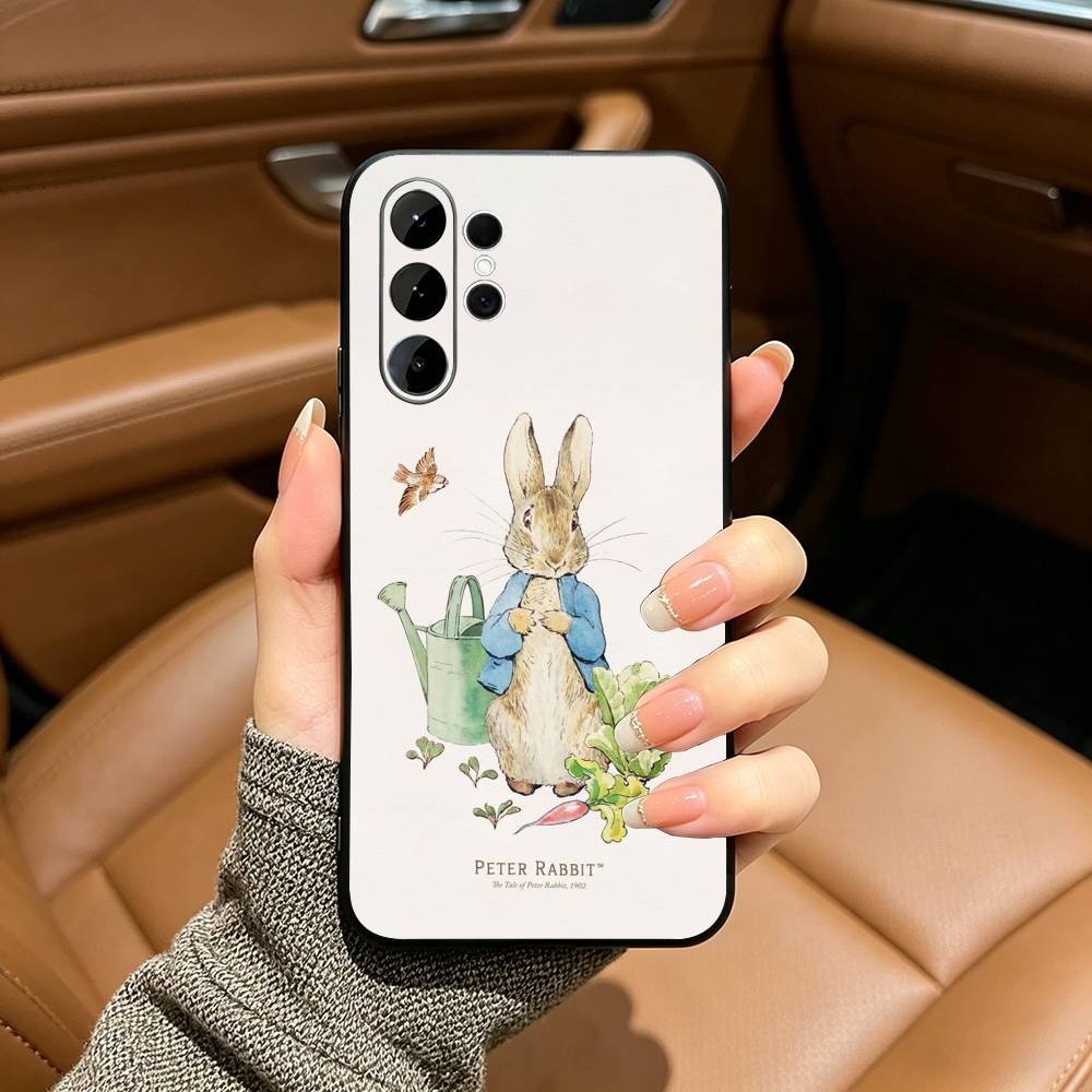 Cute R-Rabbit P-Peter Black Soft Silicone Phone Case for Samsung Ultra S25, S24, S21, S22, S23, S30, Plus, FE, Lite