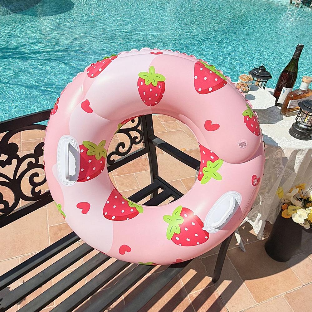 1Pcs Strawberry Swim Tube Inflatable Pool Float Pool Accessory Adult Swim Float Ring Summer Water Toys