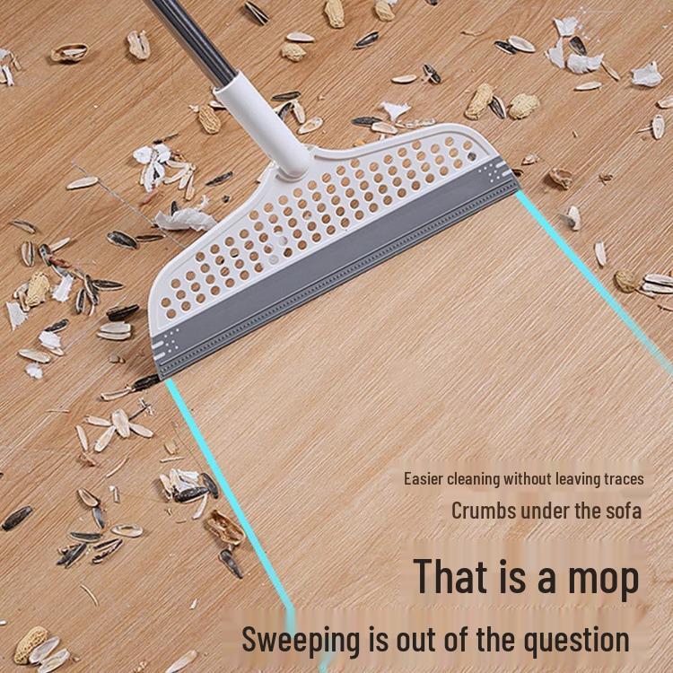 Black Magic Broom: Dual-Use Non-Stick Hair & Water Sweeping Scraper with Dustpan