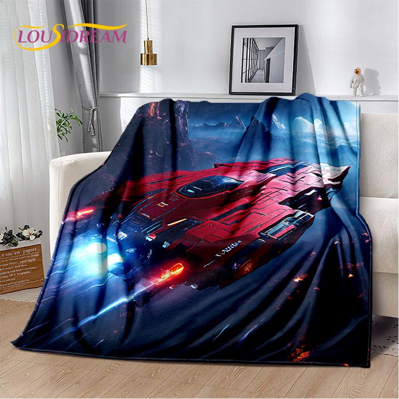 3D Space Spitfire Aircraft  Air Force Jet Fighter Cartoon Blanket,Soft Throw Blanket for Home Bedroom Bed Sofa Cover Child Gift