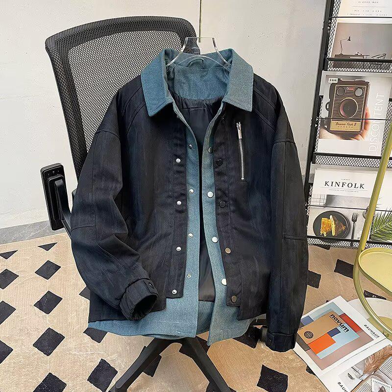 Trendy Two-Piece Denim Lapel Jacket for Men - Spring/Autumn 2025 Collection