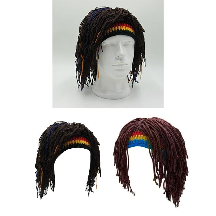 Knittings Hat with Dreadlocks Winter Hat Beanied Funny Man Rastas Wigs Beard Hat