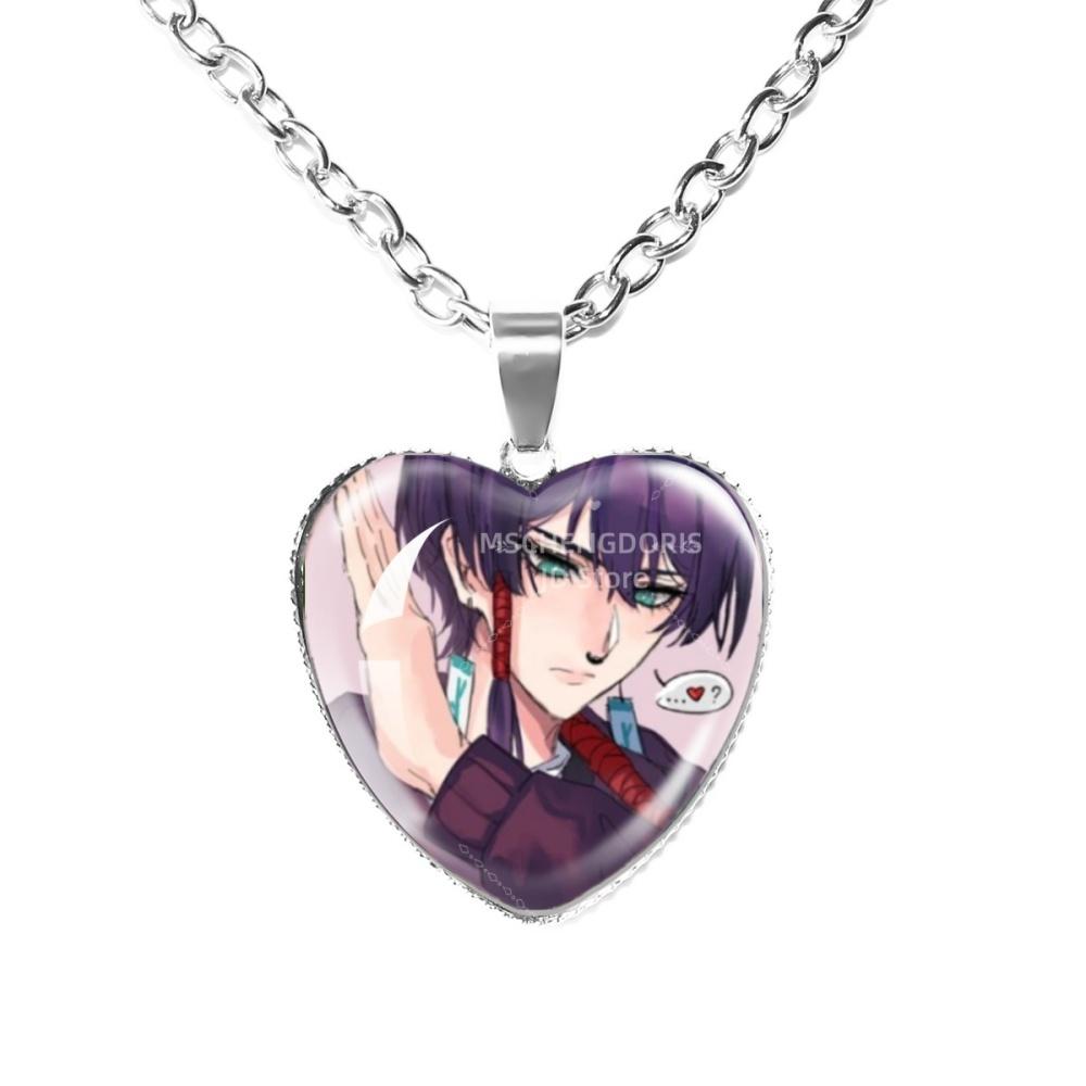 Solivan Brugmansia Sol 'The Kid At the Back' Anime Glass Cabochon Heart Shaped Pendant Necklace Charm Jewelry Gift