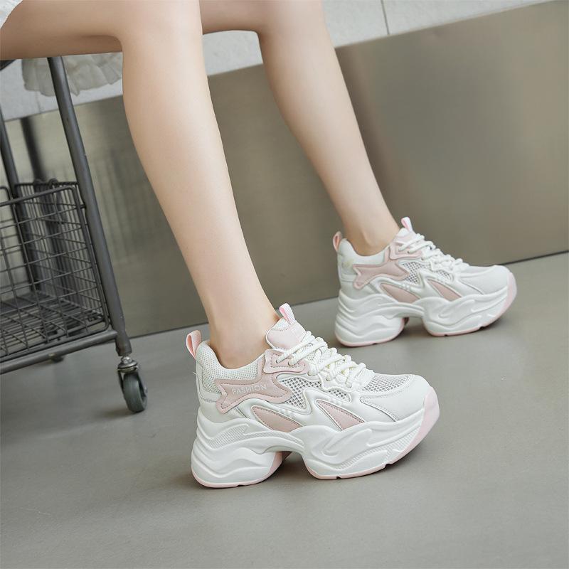 Net face dad shoes for women  2026 summer new style  interior height increasing women's shoes