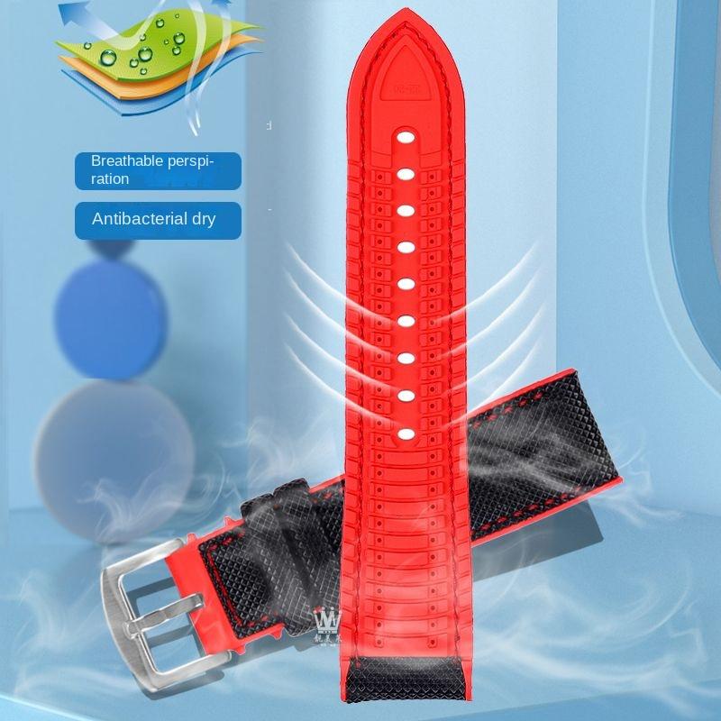 20mm 22mm 23mm 24mm Nylon Rubber Bottom Waterproof Watch Band for Longines IWC Pilot Mark 18 Seiko Omega Series Watchband Strap
