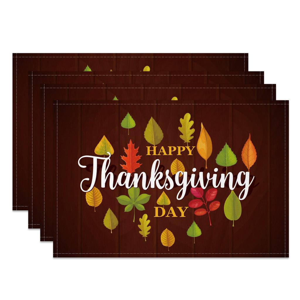 Thanksgiving Placemat Fall Harvest Table Decor Pumpkin Maple Leaf Pattern Printing Seasonal Holiday Dining Mats for Family Party