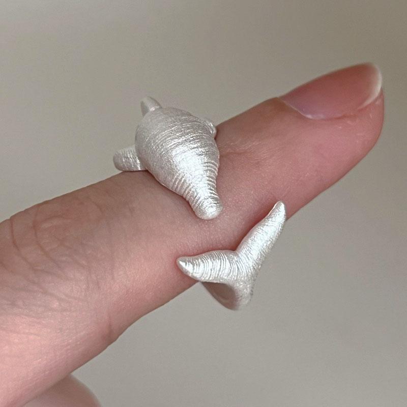 925 Sterling Silver Rings For Women Geometric Fine Jewelry Finger Adjustable Geometric Dolphin Ring For Party Birthday Gift