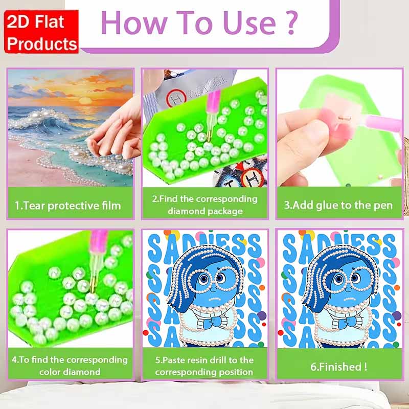 Disney Pearl Painting Inside Out Suitable for Beginners and Adults, DIY Pearl Diamond Art Painting Kit for Home Wall Decor Gifts