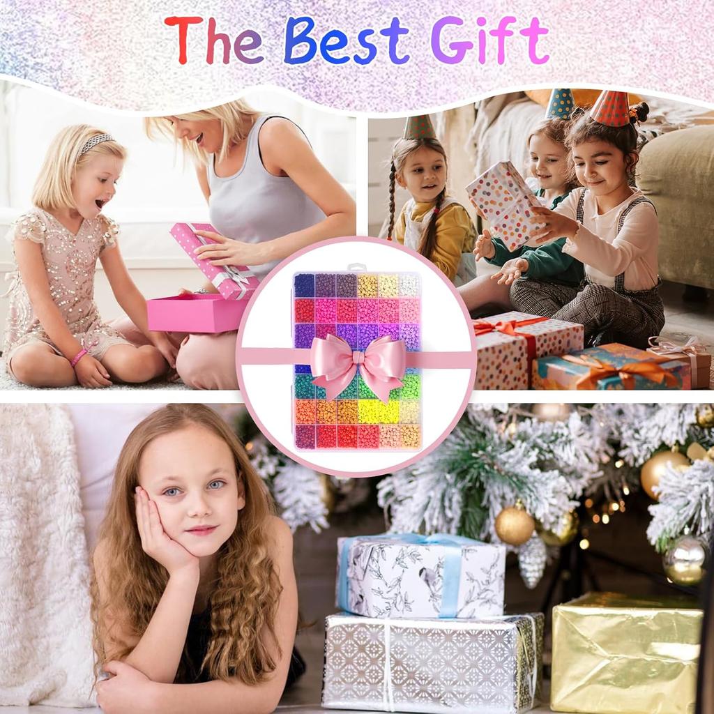 42 Colors 4mm Glass Seed Beads for Bracelets Making, 8400pcs Friendship Bracelet Making Kit, Small Glass Beads for Jewelry Making