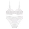 Sexy Französisches Sternzeichen Jahr Rotes Spitzen-Dünnbaumwoll-BH-Set, Brustminimierer Anti-Hänge-Vollbrust Damen-Dessous-Set