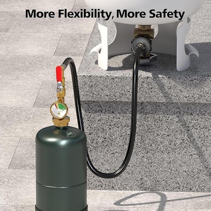 Universals Propane Refill Connector With 3FT Hose for Seamlessly Gas Cylinder Refilling and Grill Stove Tanks