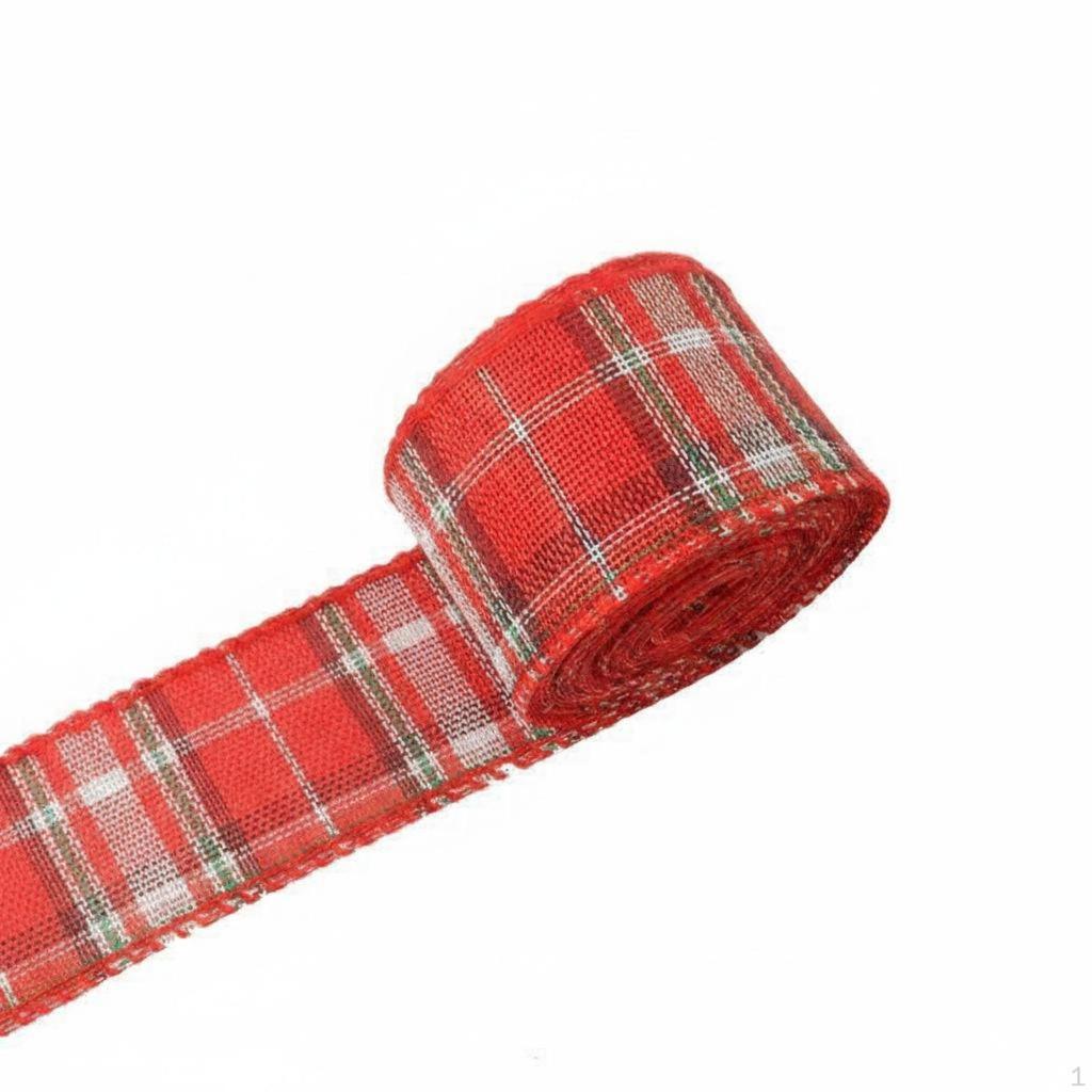 Christmas Burlap Ribbon Vintage Design Wired Plaid Easy To Shape for DIY Enthusiasts, Home