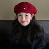 Japanese Literary And Retro Christmas Red Wool Beret Female Autumn And Winter Versatile Warm Face Little Painter Hat