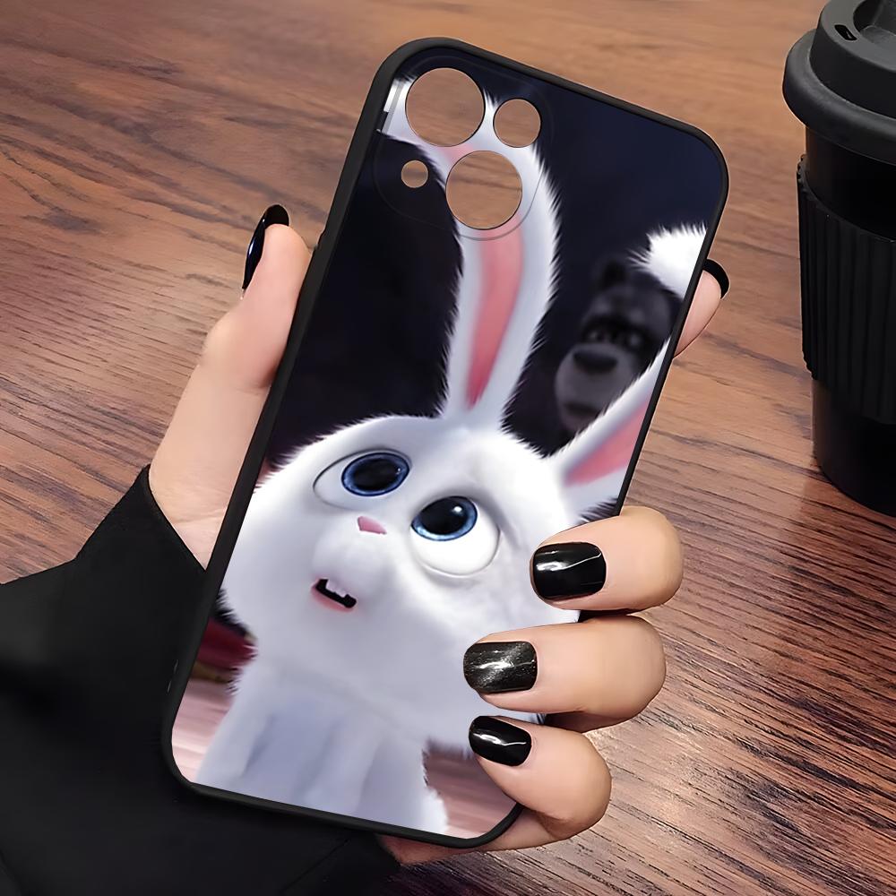 Cute Cartoon Rabbit Snowball Phone Case Matte Transparent For Iphone 16 15 Max 14 13 Mini 12 Pro 7 8 11 XR Xs X Plus Back Cover