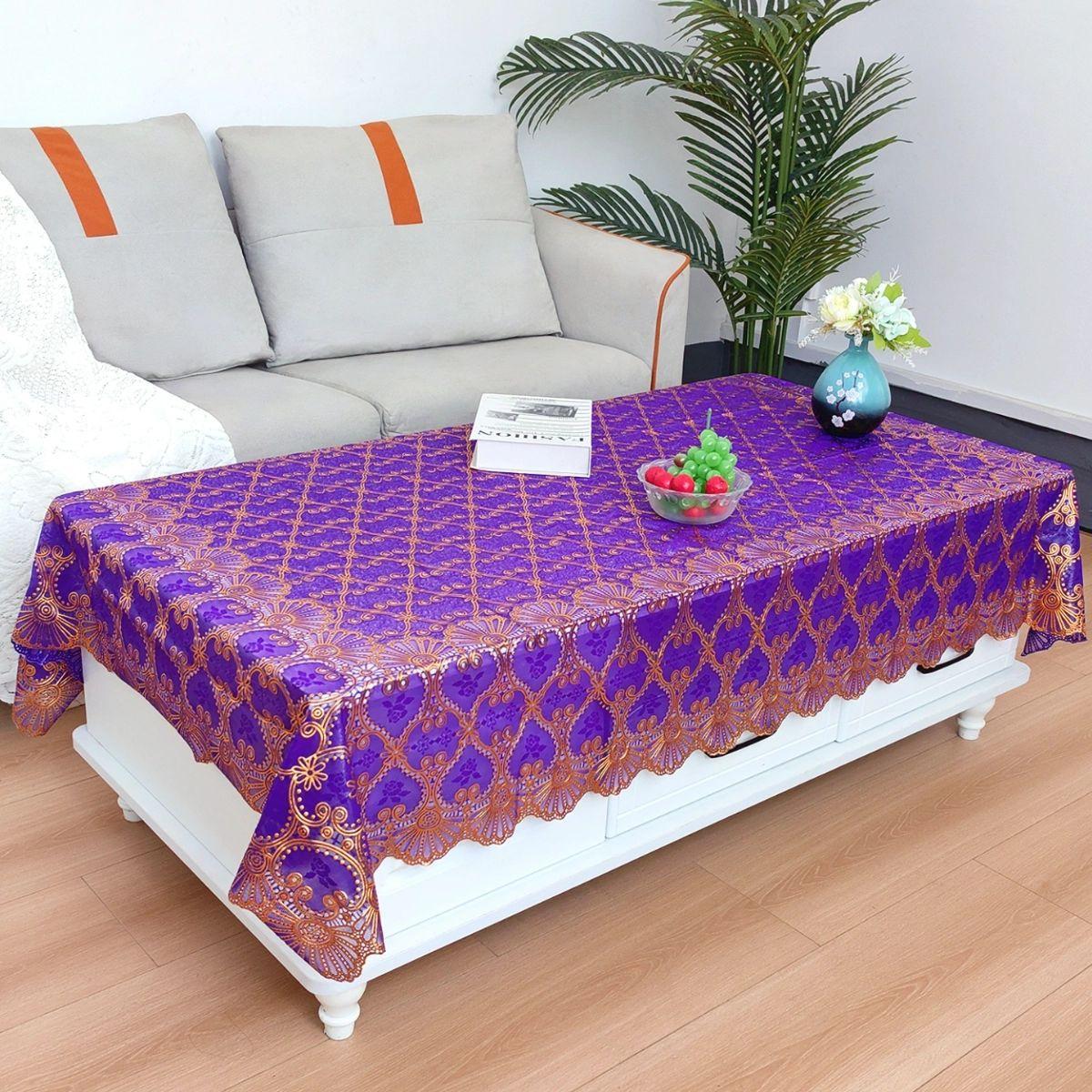 

Водонепроницаемая скатерть, бытовая прямоугольная маслостойкая пластиковая скатерть из ПВХ, золотая бронзовая печать, чехол для стола, коврик для стола, подгузник 80*140cm