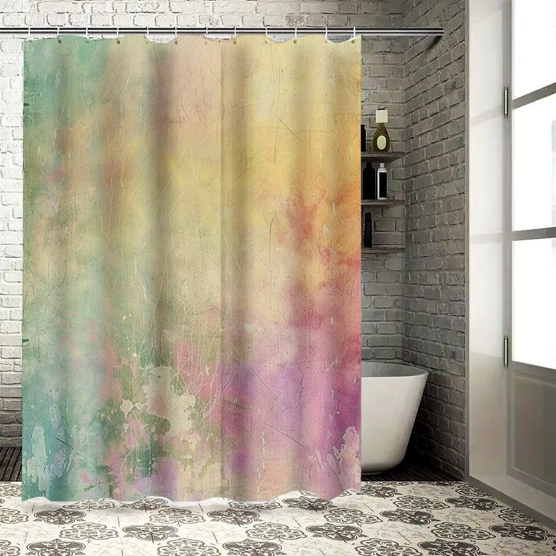 

Abstract Watercolor Shower Curtain Set Modern Multicolor Bath Decoration With Metal Hook Rings For Home Bathroom Decor (Green Ye W60H190(CM)-1 Pcs