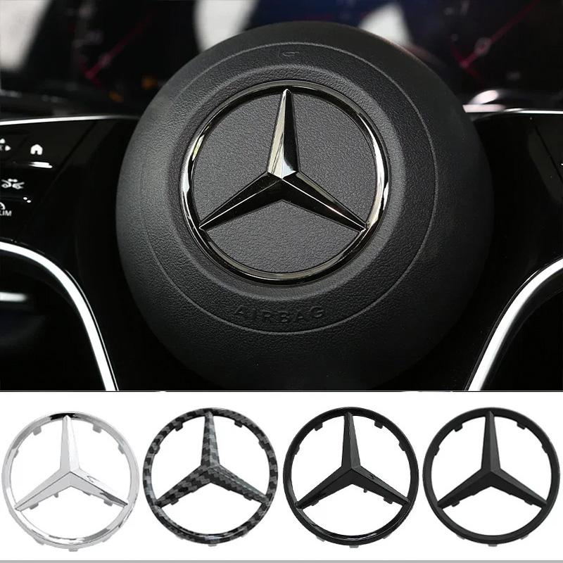 AAUX1 New 52/57mm ABS Car Steering Wheel Emblem Sticker Accessories Mercedes Benz AMG GLC CLA GLK W166 W203 W206 W246 W176 W177 W205