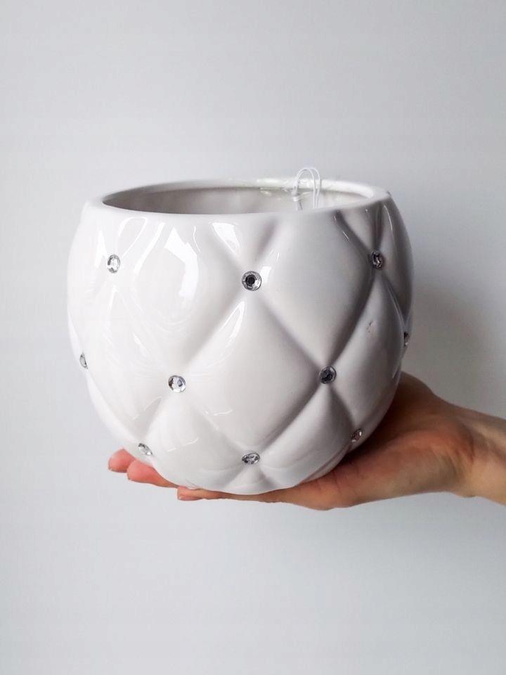 Glamouröser Keramik-Blumentopf 135 cm weiß