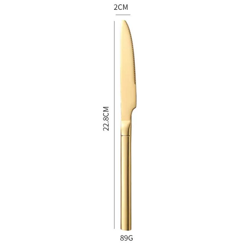 High-grade Gold Cutlery Set: Thickened 304 Stainless Steel Knight Knife, Fork, Spoon for Western Food and Steak (4-piece)