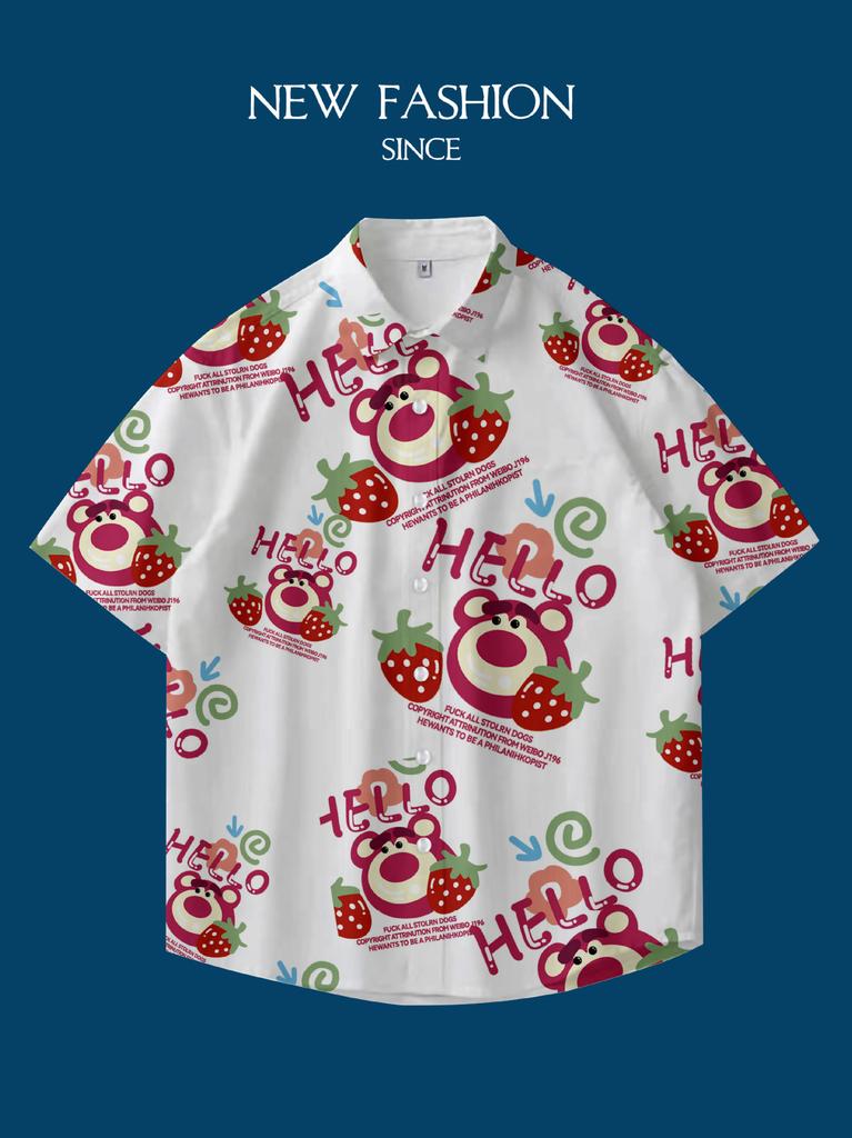Hawaii Thailand Ins Port Style Retro Flower Shirt Thin Couple Shirt Top Loose Short Sleeve Shirt Men'S Trend