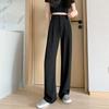 Gray suit pants children's new spring and autumn high-end drape pants straight small narrow wide-leg pants